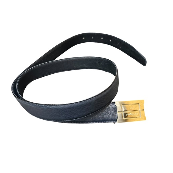 Genuine S.T. Dupont Navy Blue Logo Leather Belt Made In France 42 Reversible - Picture 8 of 10